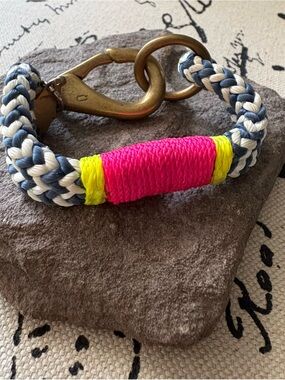 The Ropes of Maine Braided Rope Bracelet with Neon Pink & Yellow Wrap